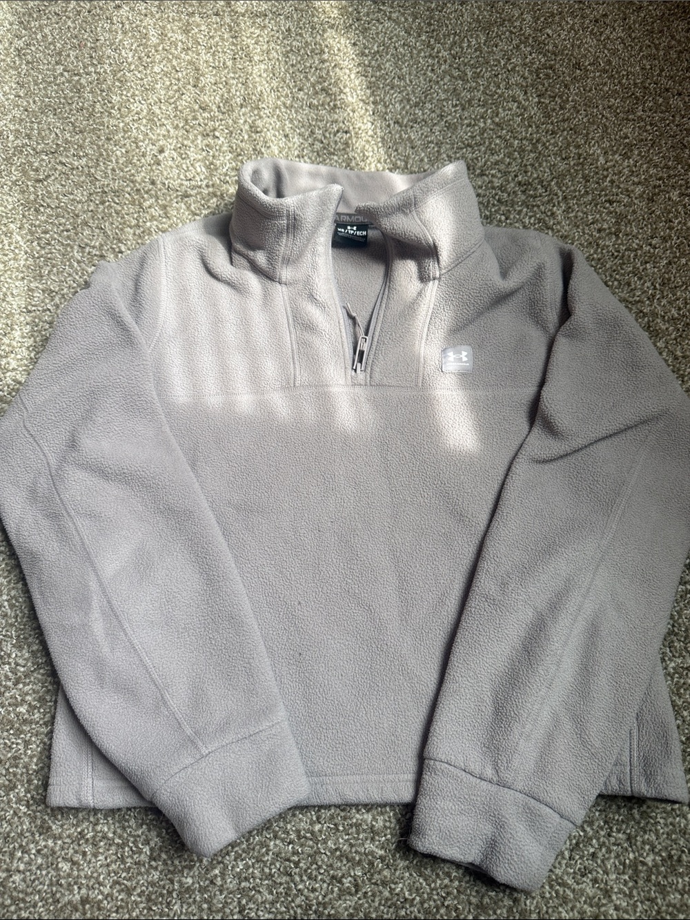 Under Armour Men's Quarter-Zip Fleece Pullover - Light Gray Taupe